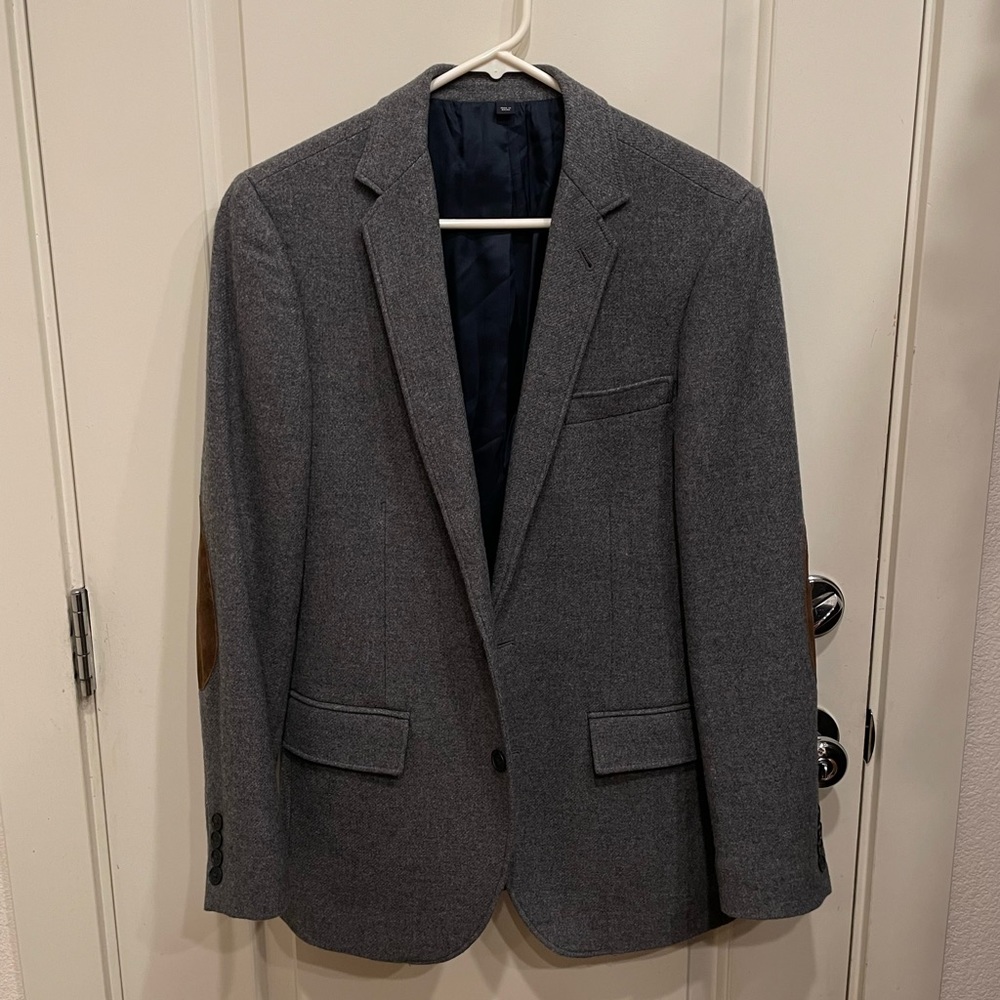 J. Crew Herringbone Wool Blazer with Leather Armpad Details, 36R